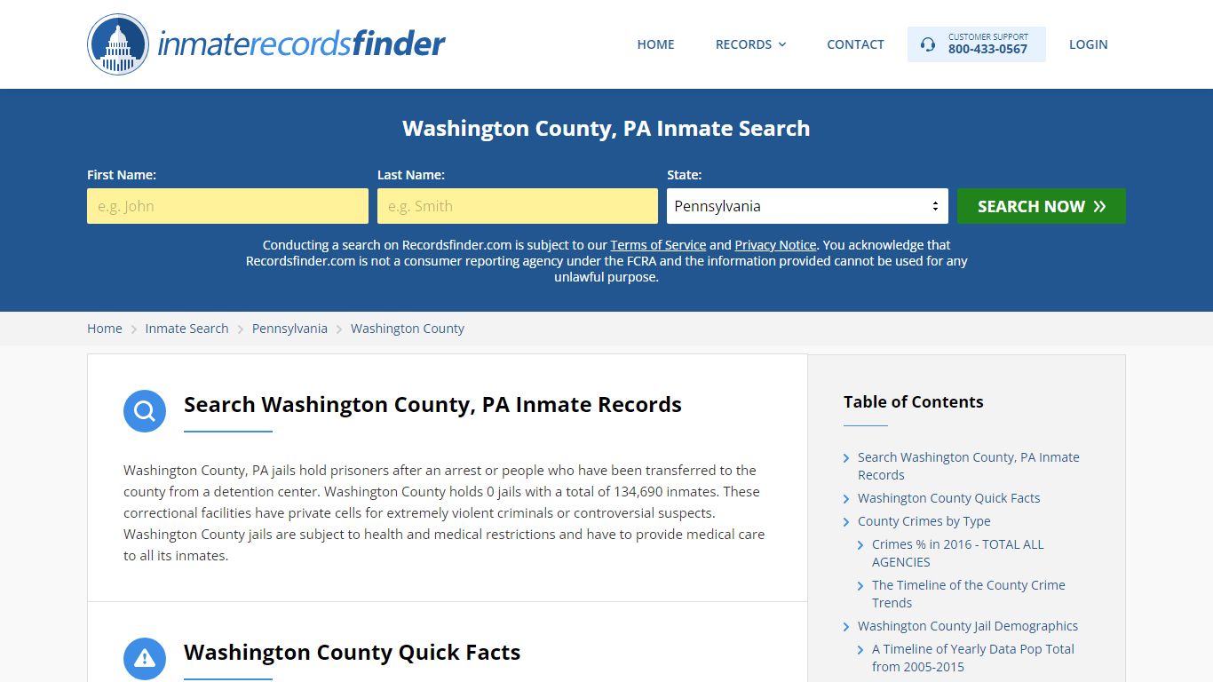 Washington County, PA Inmate Lookup & Jail Records Online
